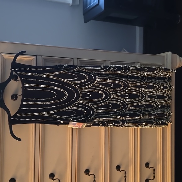 Navy and gold dressy dress - Picture 4 of 5